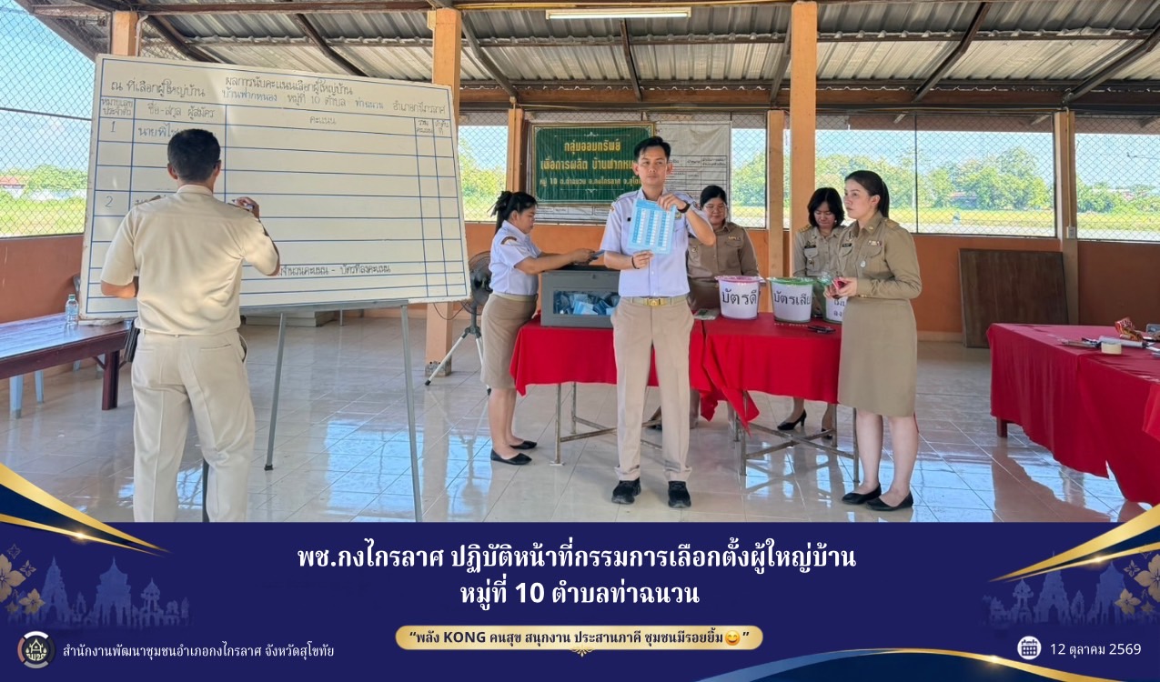 ปฏิบัติหน้าที่กรรมการเลือกตั้งผู้ใหญ่บ้าน หมู่ที่ 10 ตำบลท่าฉนวน